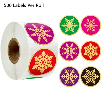 

1Roll Round Gold Foil Merry Christmas Stickers Seal Labels for Thank You Cards Envelope Gift Package Scrapbooking Decor
