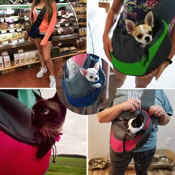 Pet Dog Cat Sling Carrier Breathable Travel Safe Sling Bag Puppy Kitten Outdoor Mesh Oxford Single Comfort Handbag Tote Pouch 2