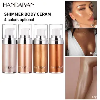 

HANDAIYAN 20ml Metallic Face Highlighter Makeup Contouring Face Brightener Concealer Liquid Highlighter Primer Palette TSLM1