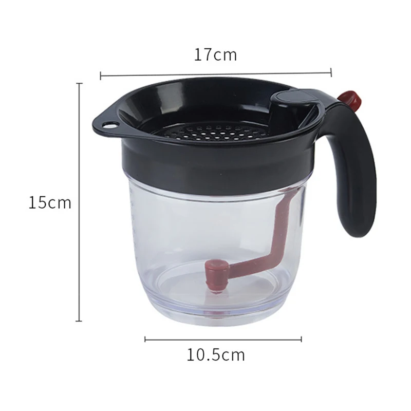 Fat Separator with Bottom Release, Strainer Filter, Soup residue, Oil Separator, Oil Can, Creative Kitchen Tool, 1000ml