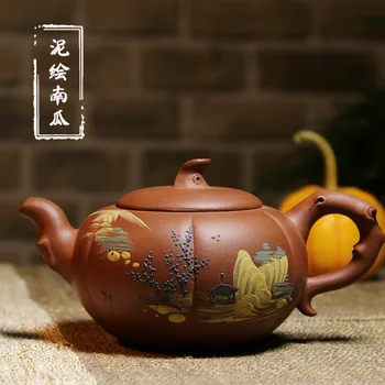 

Yixing undressed ore violet arenaceous mud by hand painted pumpkin pot of 360 ml hand are recommended