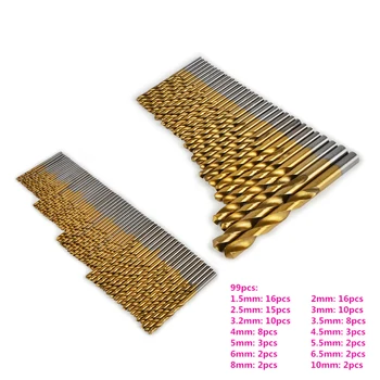 

99 Pcs/set Drill Bits For Iron Wood Plastic High Speed Steel Woodworking Parts