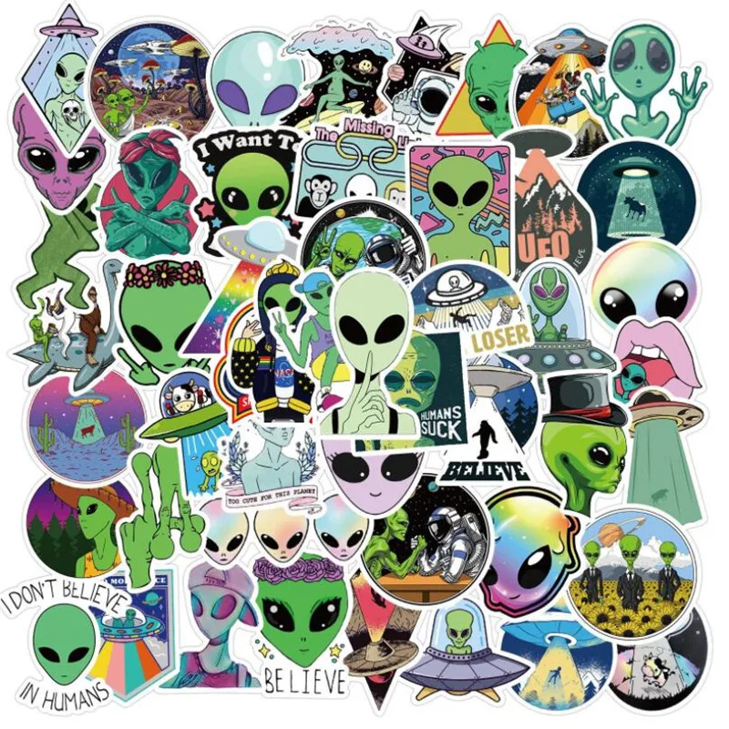 

10/30/50PCS creative alien cartoon graffiti children's toy luggage laptop helmet mobile phone waterproof car sticker wholesale