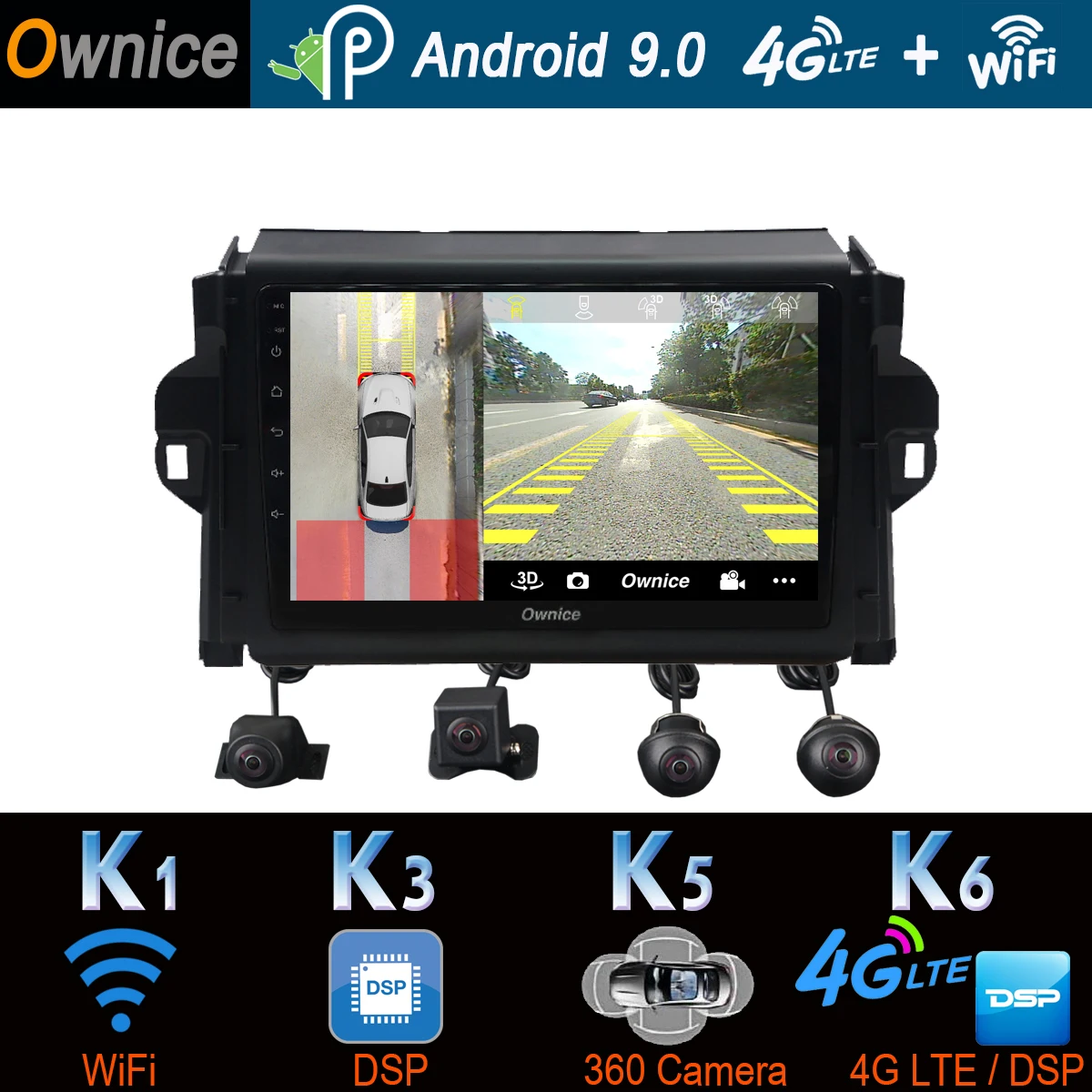 Автомобильный мультимедийный плеер для Toyota Fortuner с камерой 360 ° Android 9 0 4 + 64 ГБ SPDIF DSP