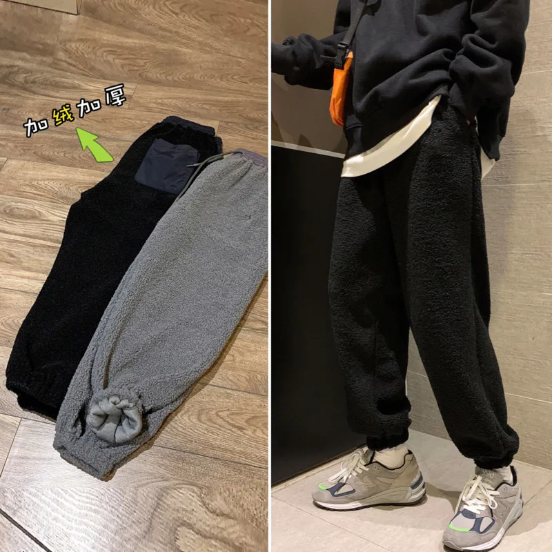 Winter Plus Velvet Thick Lamb Wool Pants Men s Warm Fashion Retro Joggers Casual Pants Men 2