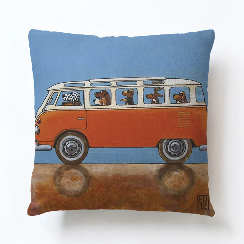 Мультфильм собака автомобиль автобус наволочки для офиса, для сиесты подушка для дивана спинки украшения 45x45 см Nap Pillowsham подарок для детей - Цвет: D15