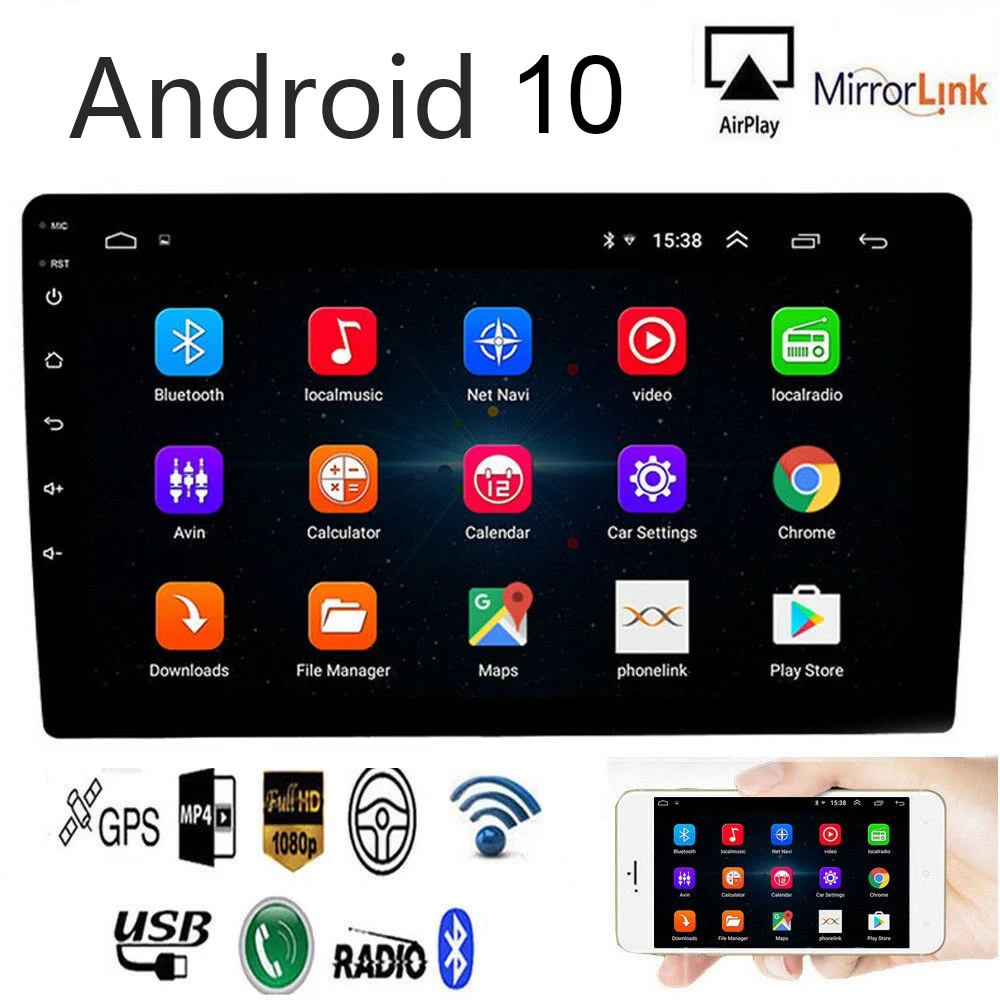 Автомагнитола 2DIN 10 1 дюйма Android Bluetooth Wi-Fi OBD DVR SWC GPS навигация четырехъядерный