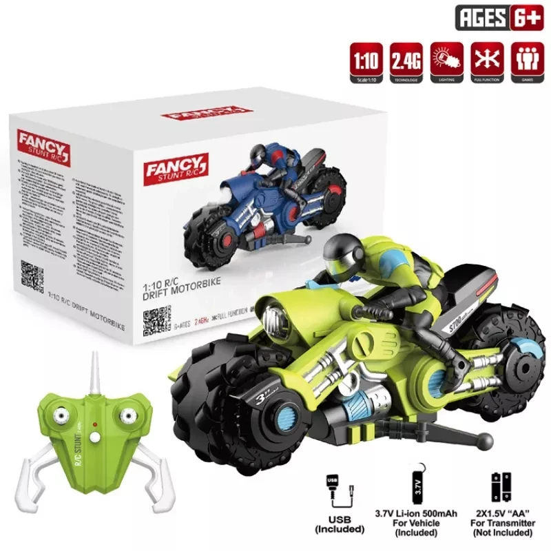 1:10 High Speed Motorbike Model RC Motorcycle 360° Rotation Stunts Cool LED Lights RC Distance 50M Stunt Car Toys For Boys Gift 6