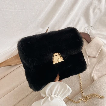 

Soft Faux Fur Small Crossbody Bags for Women 2020 Winter Branded Trending Chain Handbags and Purses Trending Shoulder Hand Bag