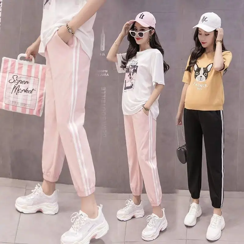 

2019 New Style Pregnant Women Athletic Pants Loose Casual Harem Pants Spring And Summer Thin Outer Wear Bilateral 35 Pregnant Wo
