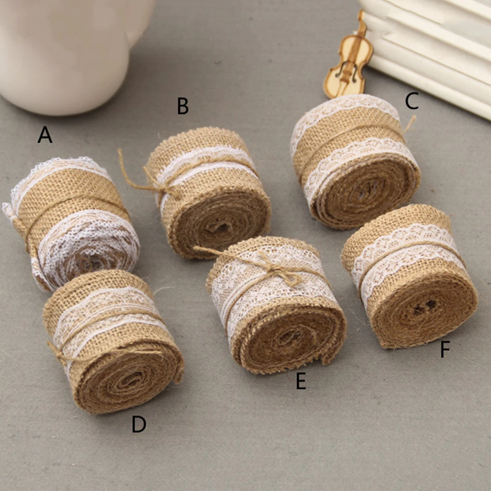 2 рулона/Набор DIY м Мешковина ленты Винтаж сизаль кружева джутовые Hessian