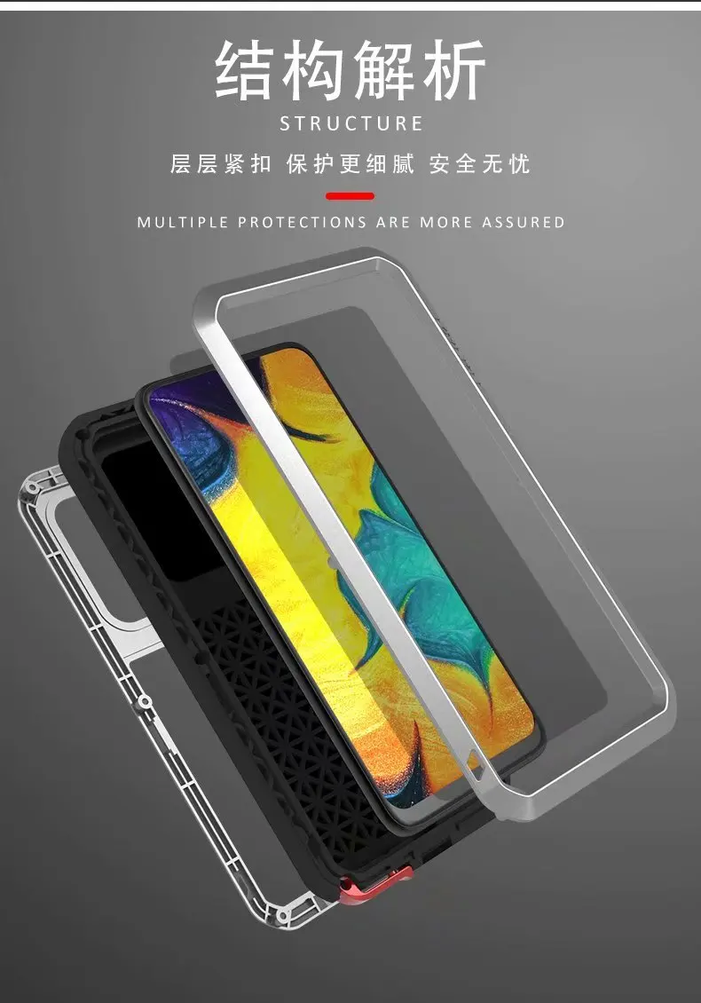 LOVE MEI для samsung Galaxy A20 A30 чехол для телефона противоударный пыленепроницаемый мобильный корпус металлическая алюминиевая защита+ Gorilla glass