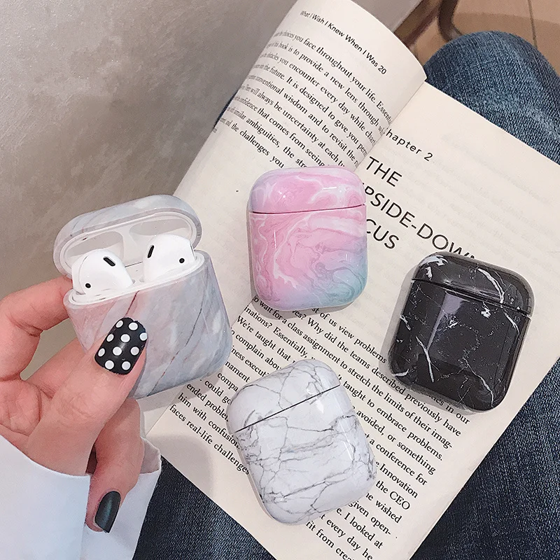 

Case For Headphones Marble Design Hard PC Case Protector For Airpods Case Wireless Earphone New Fashion Organizer For Airpods 2