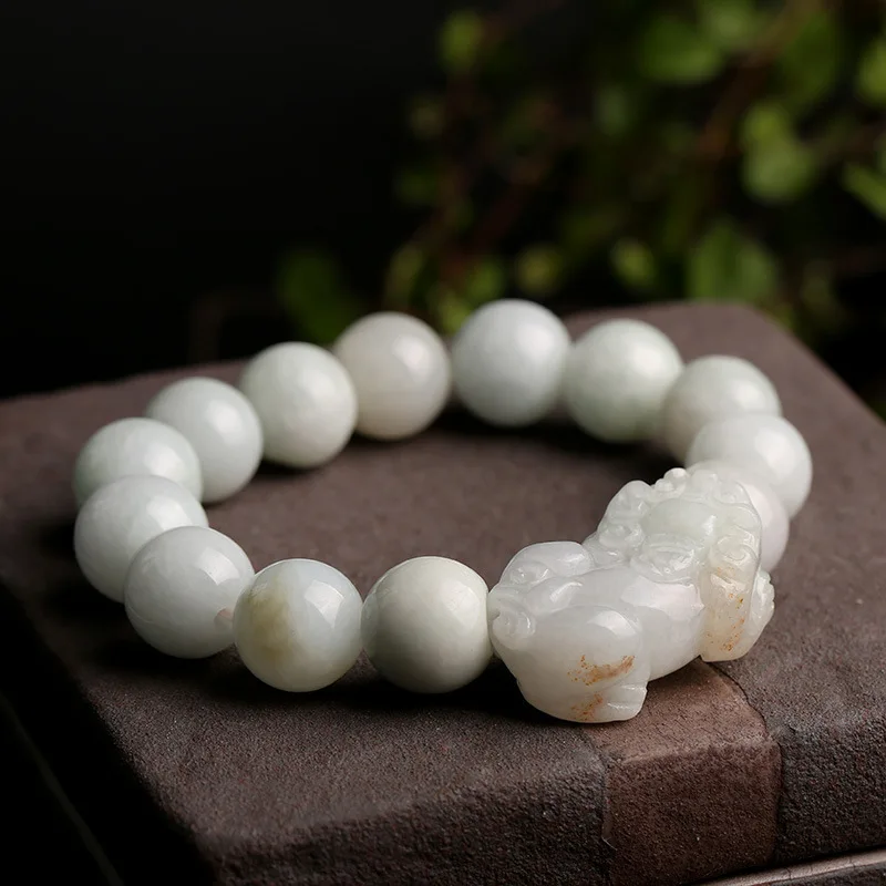 

Natural Jade Brave Brave Bracelet Men and Women Lovers Hand-woven Jade Brave Hand String Bracelet for Women