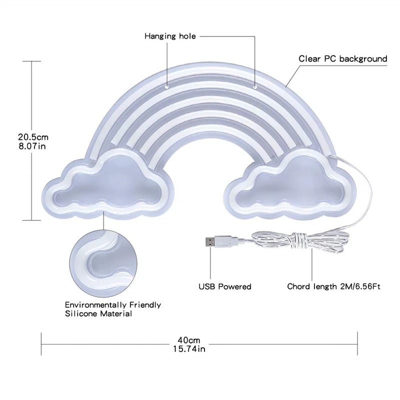 Модный Красочный Радужный светодиодный неоновый светильник, праздничные, рождественские, вечерние, свадебные украшения, вывеска для детской комнаты, ночник, домашний Настенный декор