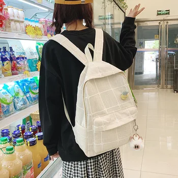 

New Summer Fresh and Artistic Style Backpack with Simple Check Pineapple Students' Shoulders Bag