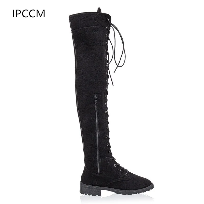 

BONJEAN 2019 Autumn And Winter New European And American Large Size Boots Over The Knee Flat Boots Fashion Women's Shoes