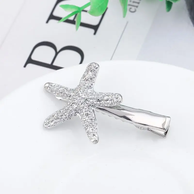 Korean Style Cute Small Starfish Shape Duckbill Hair Clip Women Glitter Metallic Textured Hairpin Delicate Cute 4