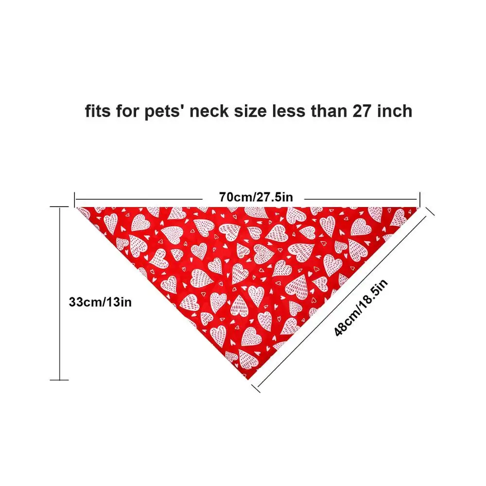 Valentine Dog Bandana Wedding Triangle Dog Scarf Washable Reversible Printing Loving-Heart Bibs Dog Kerchief Set