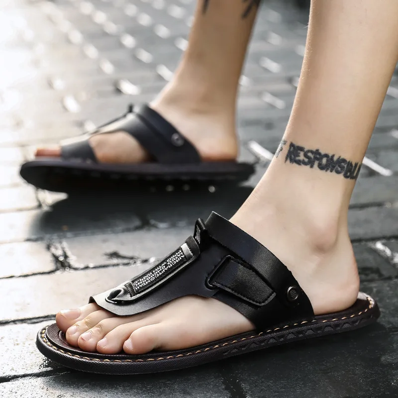 

Large Size Korean-style Trend Flip-flops Summer Men Casual Sandals Outdoor Cool Beach Soft-Sole Anti-slip
