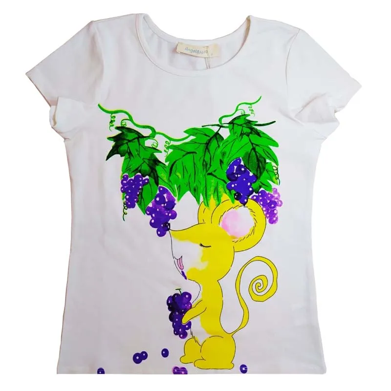 

Детская футболка для девочек, топы с коротким рукавом, футболка, летняя новая футболка, хлопковые топы с милым принтом для маленьких детей, детская одежда 110-150