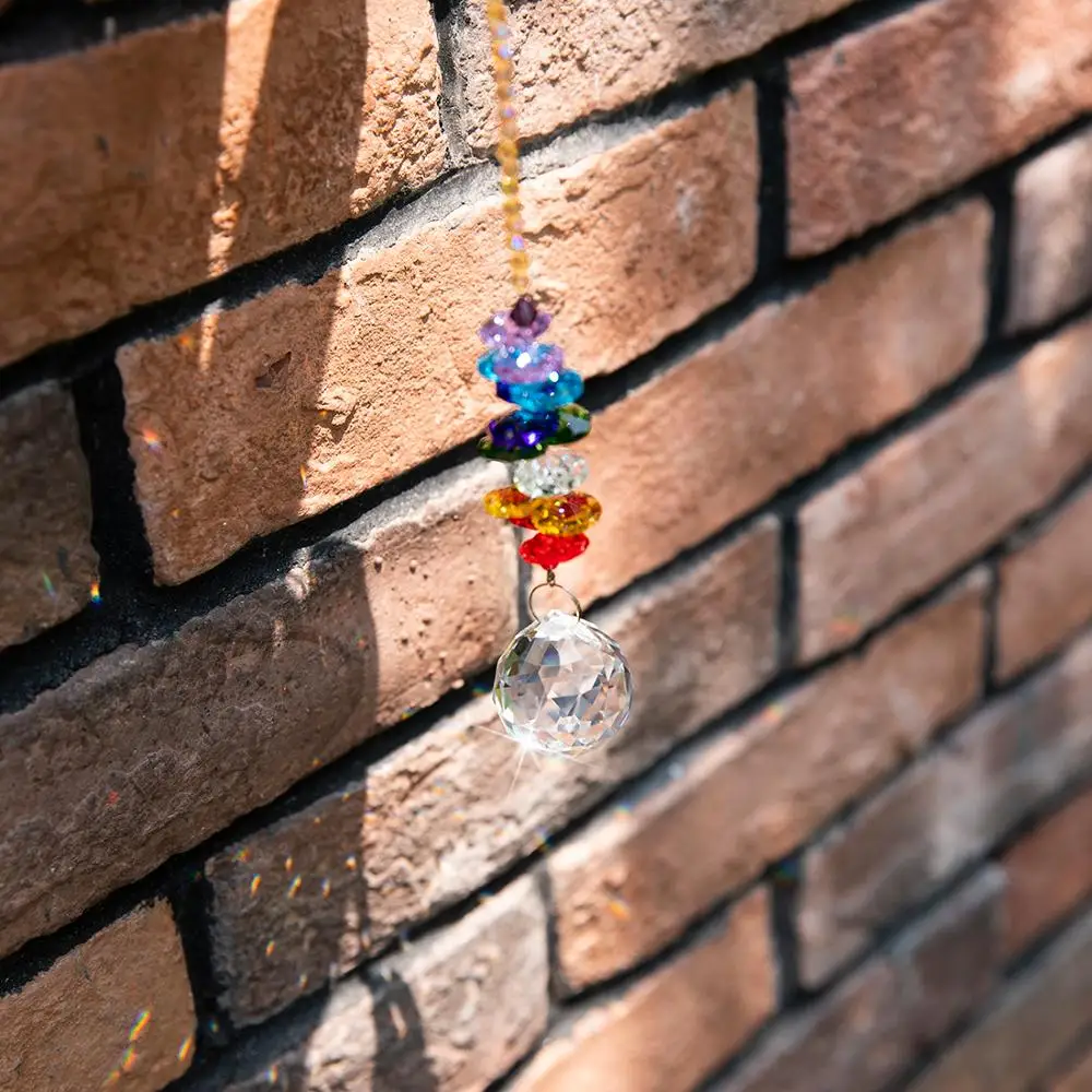 H&D 30mm Chandelier Crystal Ball Suncatcher Rainbow Maker Window Hanging Ornament Chakra Cascade Sun Catcher Home Garden Decor