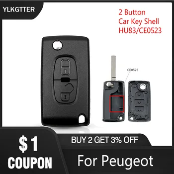 

YLKGTTER 2 Buttons Car Key Shell For Peugeot 107 207 307 307S 308 3008 For Citroen Remote Key Case Lamp Button HU83 Blade CE0523