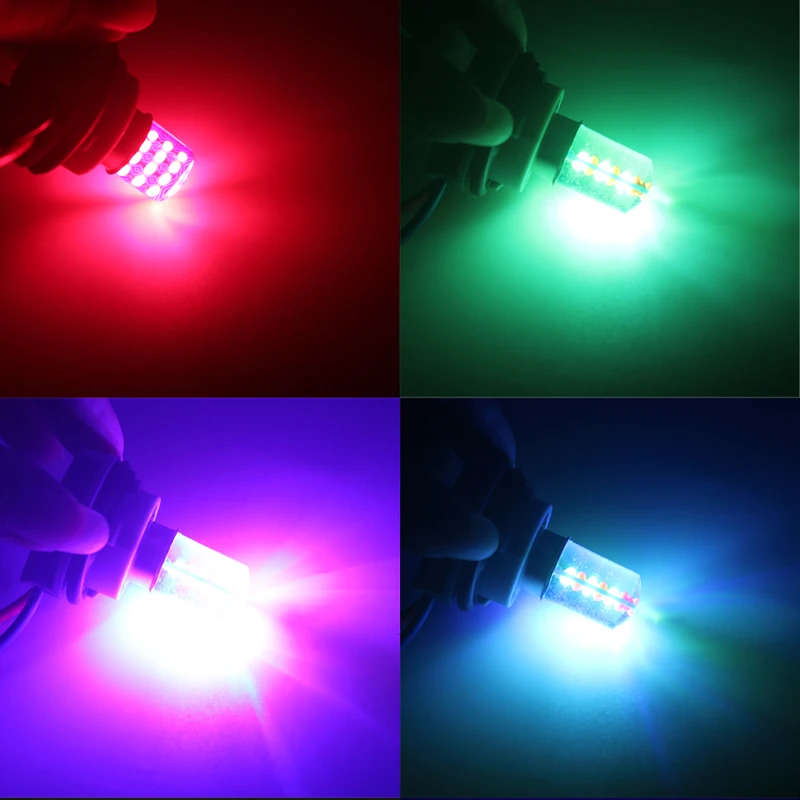 LYMOYO 2 шт. автомобиль T20 7443 w21/5 Вт p21/5 Вт 24SMD RGB Strobe Flash светодиодный силиконовый обратный светильник тормозной светильник стоп, сигнализирующий фонарь DC12V