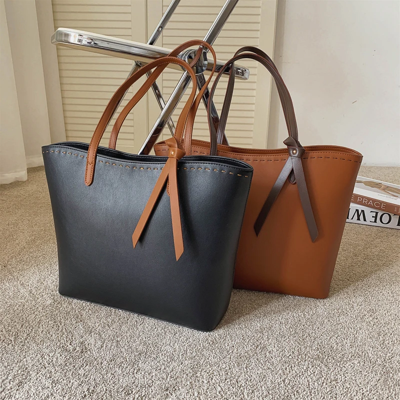 

Autumn And Winter Soft Leather Handbags For Women 2020 Large Capacity Solid Color Shopping Shoulder Bag Christmas Gift Tote Bags