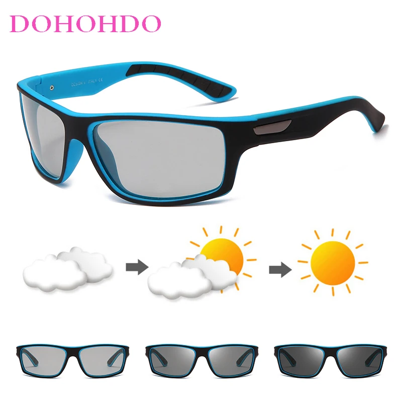 

DOHOHDO New Polarized Photochromic Sunglasses For Men Change Color Driving Sun Glasses Male Vintage Black Sports Eyewear Goggles