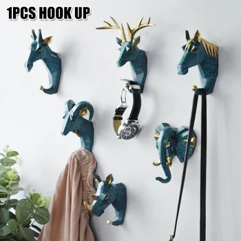 

New Hot Resin Animal Head Hook Hanger Rack Holder Wall Mount Home Room Decor Coat Hat Key Hook SMD66