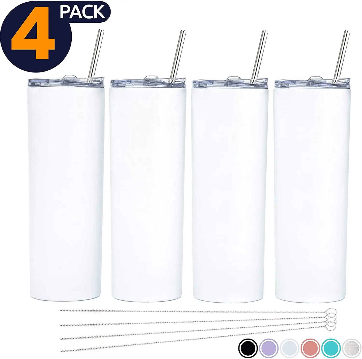 4 Pack Sublimation Tumblers Bulk 20 Oz Skinny, Stainless Steel Double Wall  Insulated Straight Sublimation Blanks - AliExpress