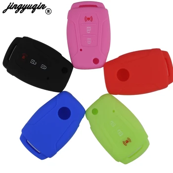 

jingyuqin 30pcs/lot flip folding remote key case smart silicone rubber key cover for Ssangyong Tivoli Rexton Korando accessories