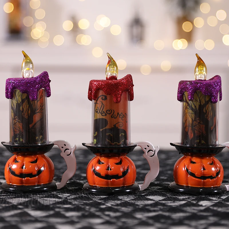 Skeleton Pumpkin Tombstone LED Lighting Desk Ornament Halloween Party Bar Decor 