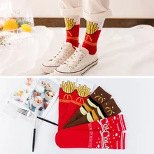 Женские забавные носки с принтом, милые счастливые носки, носки с авокадо из мультфильма, фрукты, лимон, яйцо, печенье, пончики, еда, Harajuku, носки для скейтборда, 1 пара