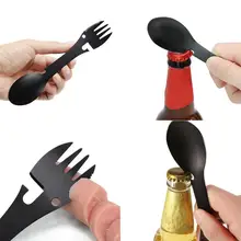 5 в 1 многофункциональная открытая инструменты Нержавеющая сталь выживания комплект edc практичный вилка Ножи ложка бутылка/консервный нож