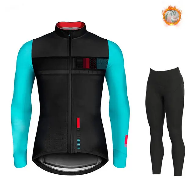 cycling jersey set 6 Зимняя одежда для велоспорта, одежда для езды на велосипеде с длинным рукавом, комплект Джерси для верховой езды, термальный флисовый Майо, Ropa Ciclismo Invierno, сохраняющий тепло - Цвет: cycling jersey set 6