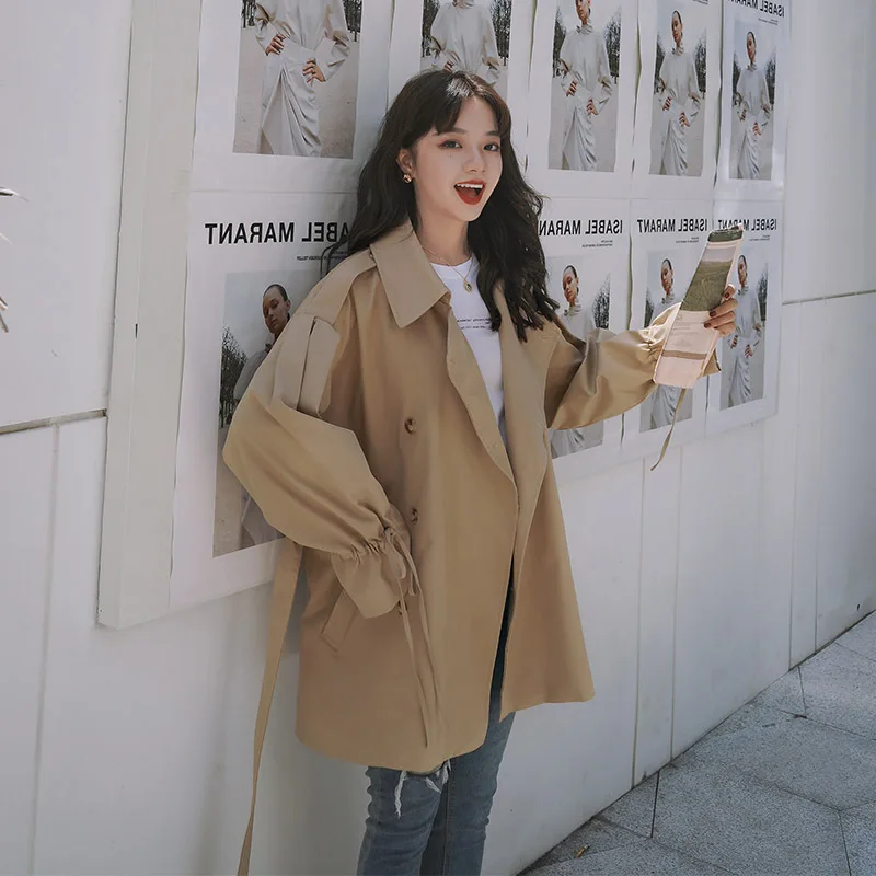 

Photo Shoot 2019 Spring And Autumn New Style Korean-style Loose-Fit Short Trench Coat Retro Online Celebrity Popular Students Co