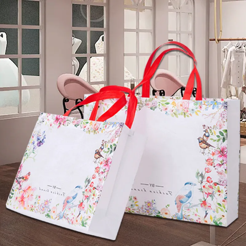 Sac de Shopping Pliable à Imprimé Floral, Grand Fourre-Tout Réutilisable pour Cuillère à soupe, Poudres de Stockage, Sacs d'Épicerie Non Tissés, pour Femme, 1 Pièce