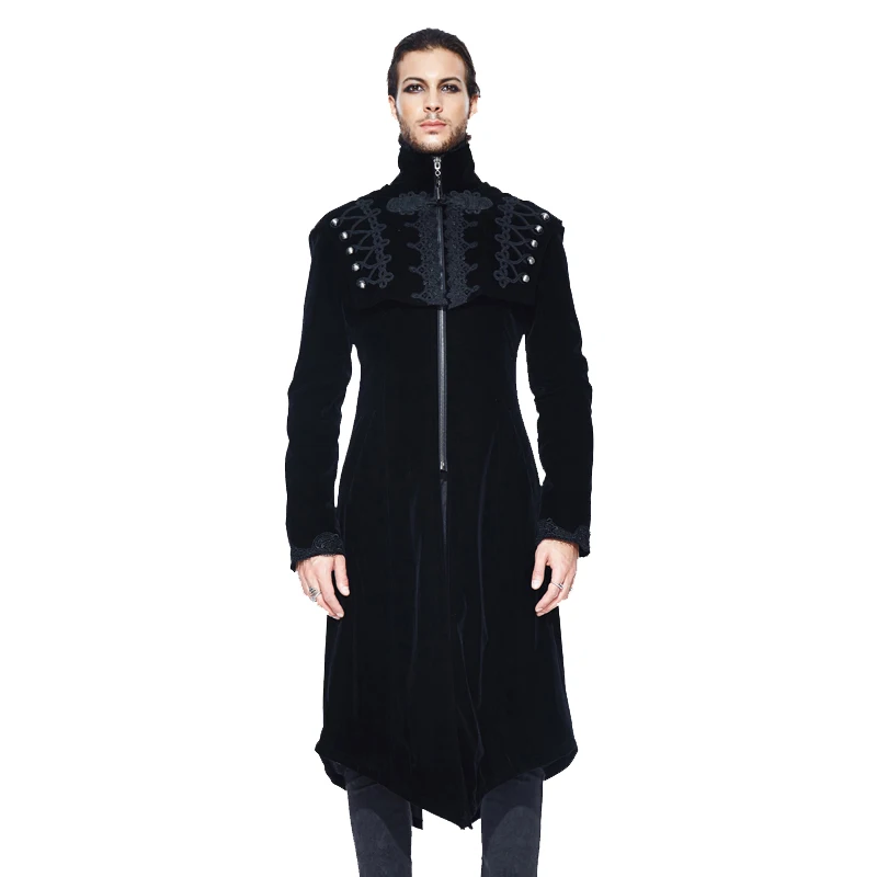 Devil Fashion Men's Gothic Rregular Hem Dovetail Long Jacket I Party Evening Formal Dinner Long Sleeve Coat