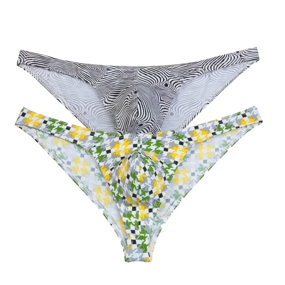 2pcs/lot Sexy Men's Bottom Briefs Pouch Bikini Briefs Back Printed