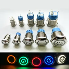 

12/16/19/22mm Metal Push Button Switch Momentary Latching Fixed Electric On Off Power Start Stop LED Light 3V 6V 12V 24V 220V