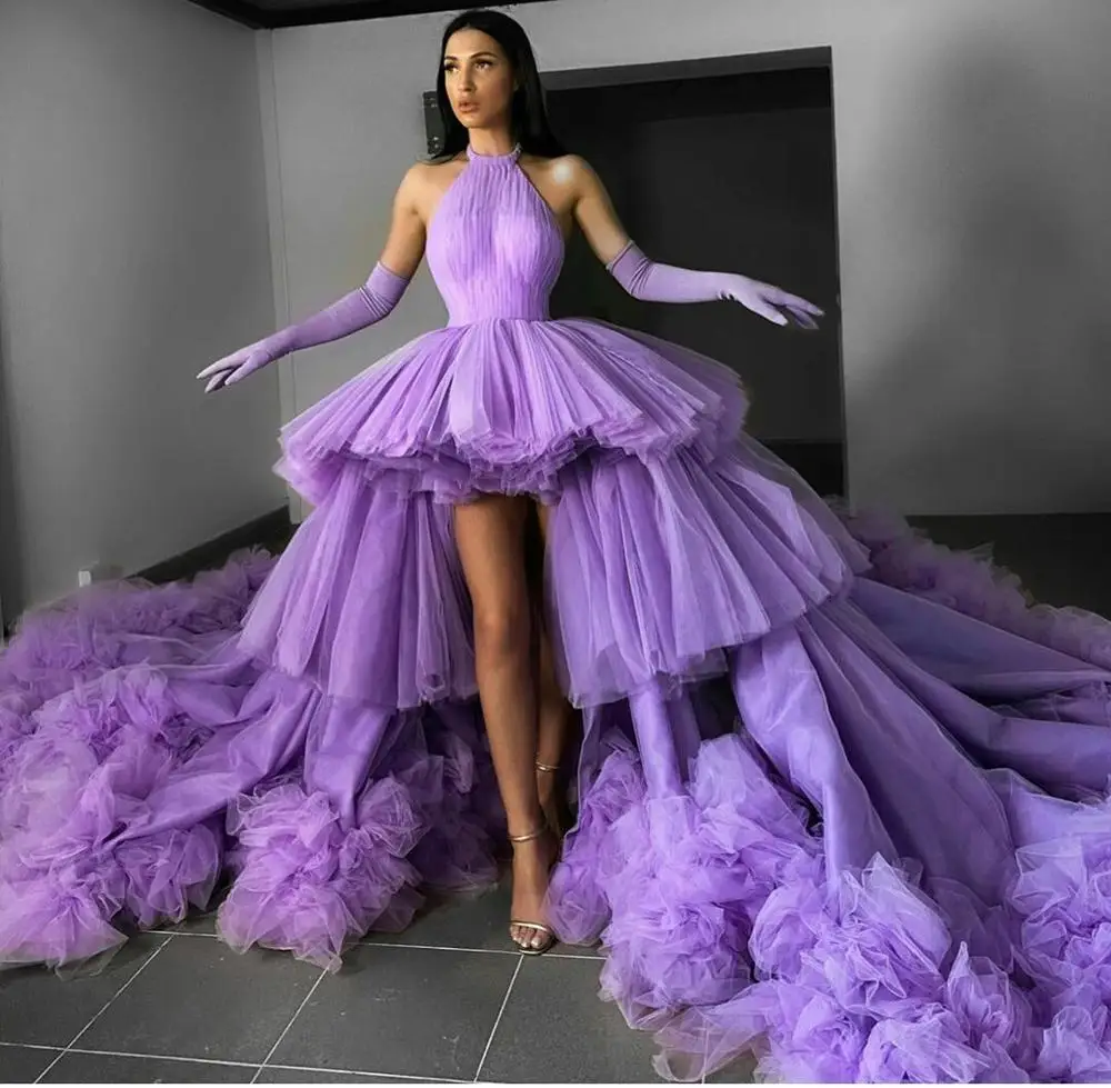 A Line V Neck Purple Lace Long Prom Dresses, Purple Lace Formal Dresse –  Shiny Party