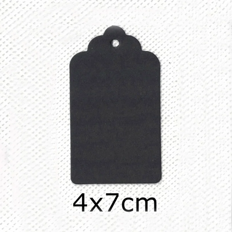 4x7cm Black Kraft Gift Tags Scalloped Edge Wedding Party Paper Tag Price Label Hang Tag 100pcs/lot - Цвет: 4x7cm Black