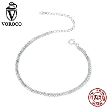 

VOROCO 925 Sterling Simple Chain Style Bracelet BKB190 Is Full of Fashion Sense Chic Double-layer Design Can Match Your Daily
