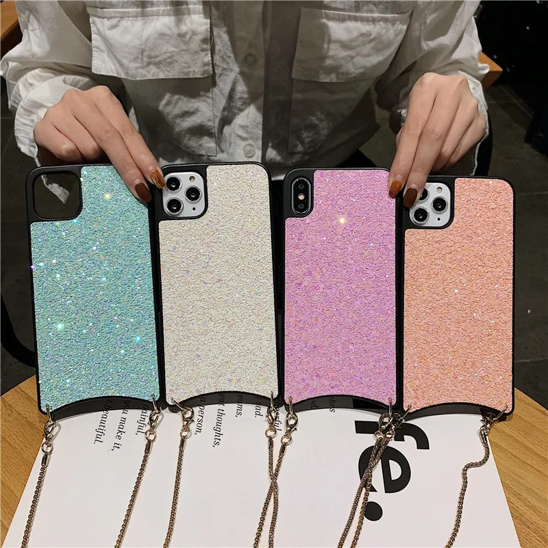 Для iphone 11 чехол s Bling 3D блестки Алмазный чехол для телефона для iphone XR XS Max 11 pro max Girl чехол Fundas с ремешком