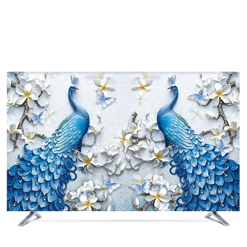 

Custom Made 19" - 80" 22 inch 75 inch Screen LCD TV PC Cover Decorative Hood Curtain Peacock Blossom Waterproof