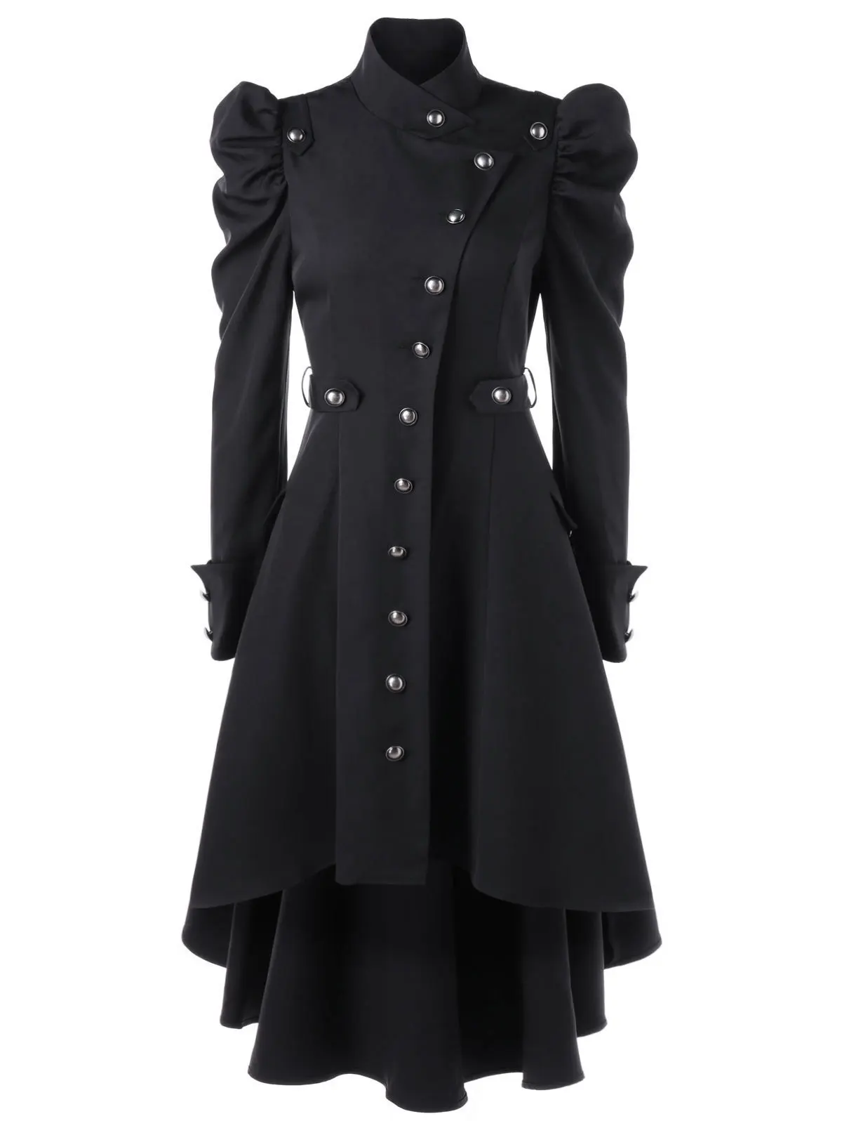 WEPBEL Женская мода средневековый стимпанк ветровка со стоячим воротником воротник Тонкий британский Длинный Ретро Европейский женский жакет готическое платье - Цвет: Черный