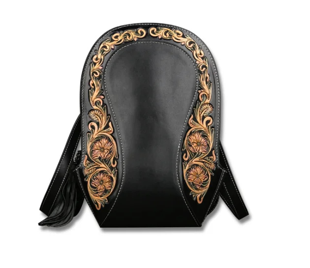 

2020 Female Bag For The First Layer of Cowhide Shoulder bag Retro Leather Carving Craft Student Personalized Travel Backpack
