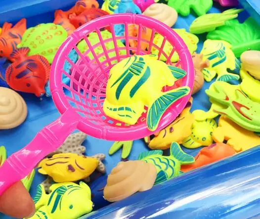 Magnetic Fishing Pool Toys Game for Kids - Water Table Bathtub Kiddie Party  Toy with Pole Rod Net Plastic Floating Fish Toddler Color Ocean Sea Animals  Age 3 4 5 6 Year Old